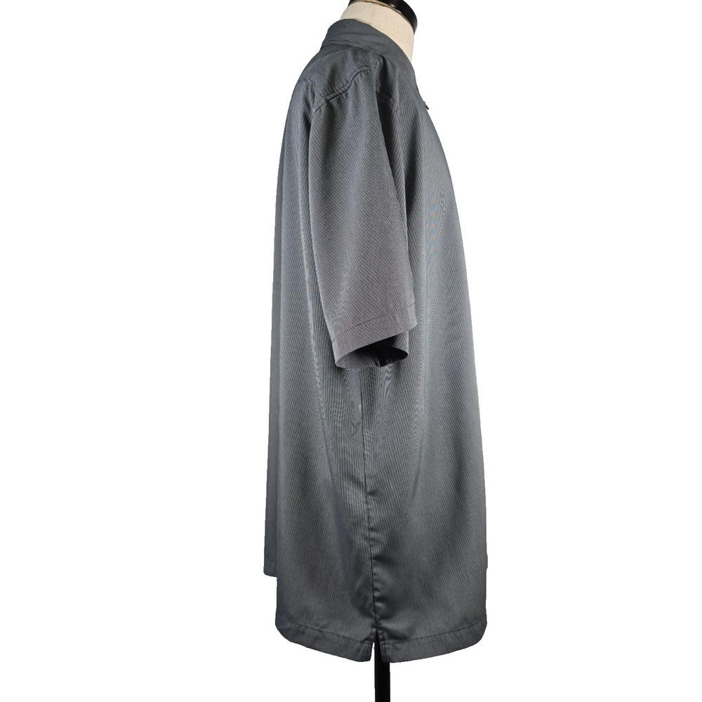 Breakwater Mens Shirt Pin Stripes Large Gray & Black Short Sleeve Rayon Button - Picture 3 of 16